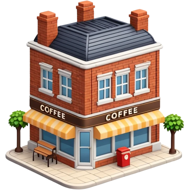 generate realistic detailed coffee shop building in 3d style emoji