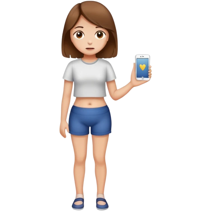 Girl with brown medium length hair with tummy ache full body  emoji