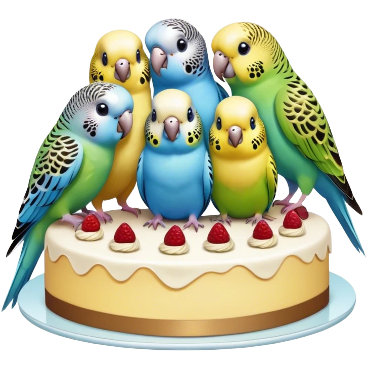 4 budgies and a cake  emoji