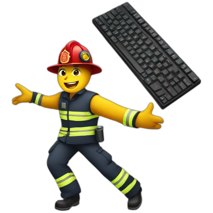 firefighter dancing and a computer keyboard emoji