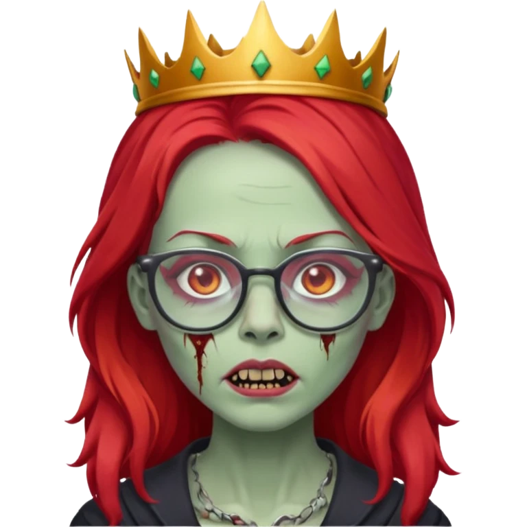 crowned woman zombie with glasses and red hair  emoji