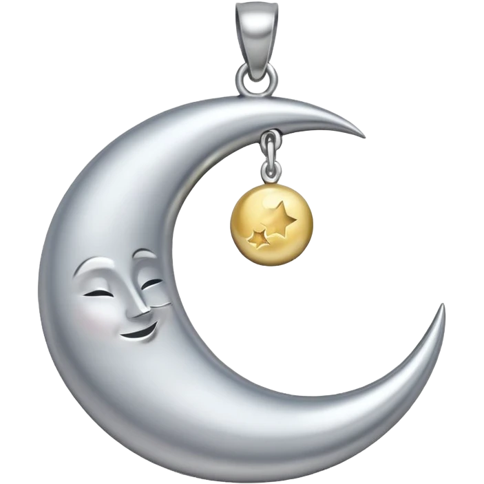 Moon charm – silver crescent moon emoji
