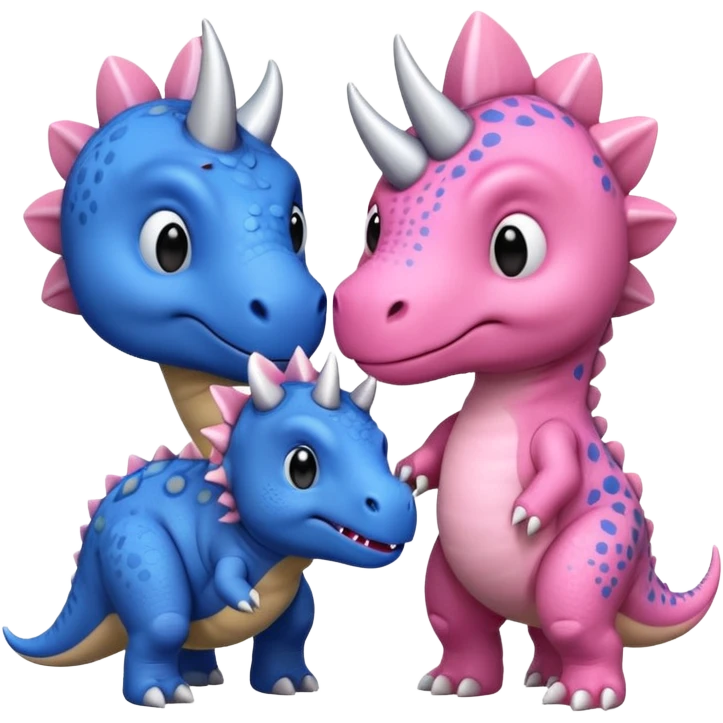 2 Dino one Triceratops cute pink kawei in love with one Blue t-Rex  one should be an triceratops  emoji