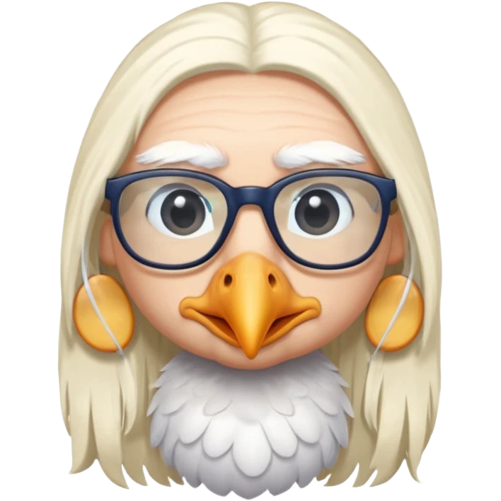 long hair stork with glasses emoji