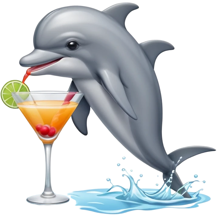 Dolphin with a drink emoji