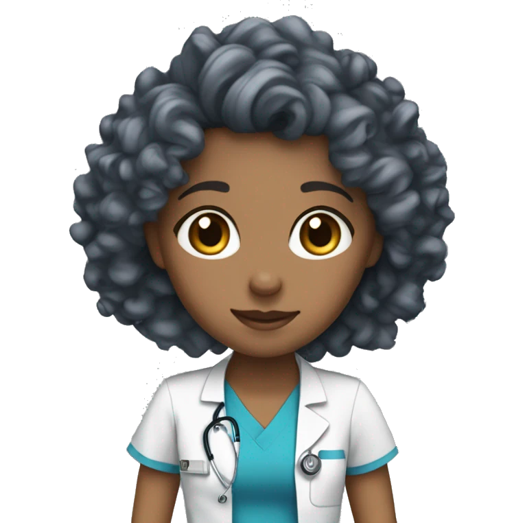 nurse blue scrubs curly brown hair hazel eyes emoji