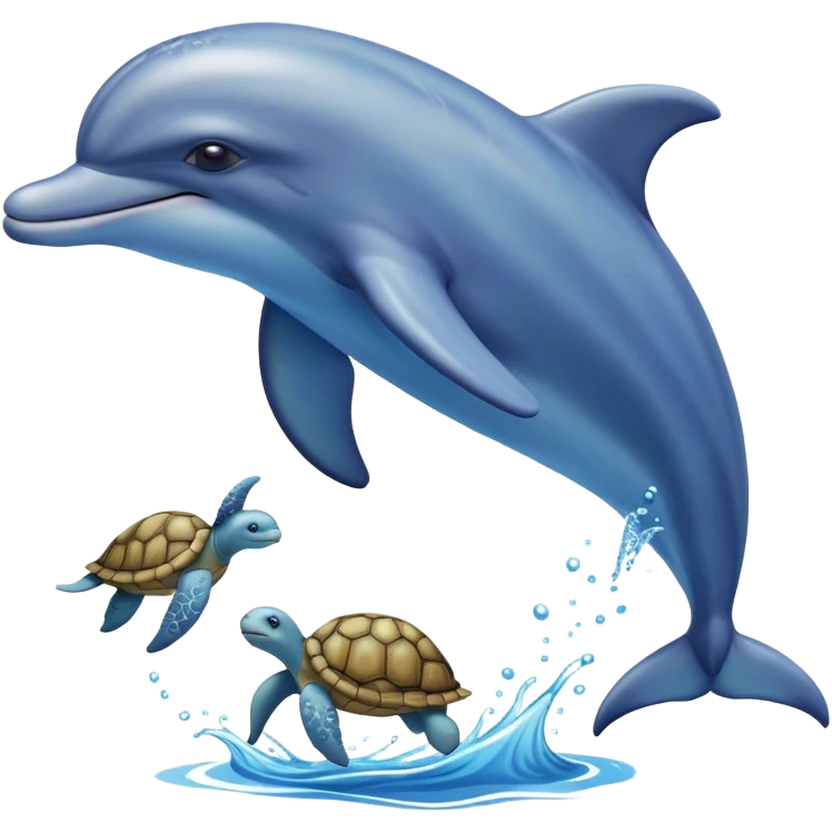 A dolphin running away from a turtle  emoji
