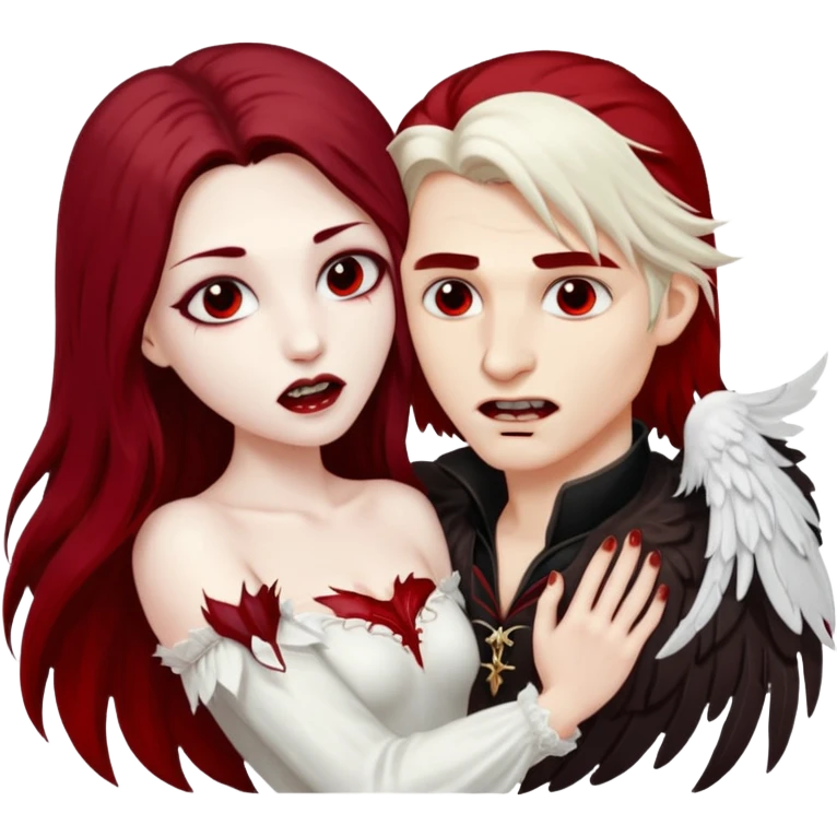 Vampire man biting angel woman emoji