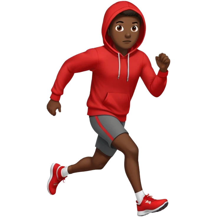 Black Man Wearing Red Hoodie. and running. right side emoji