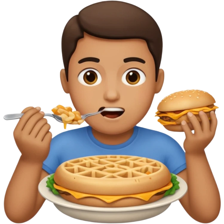 Big fat person eating lots of food emoji