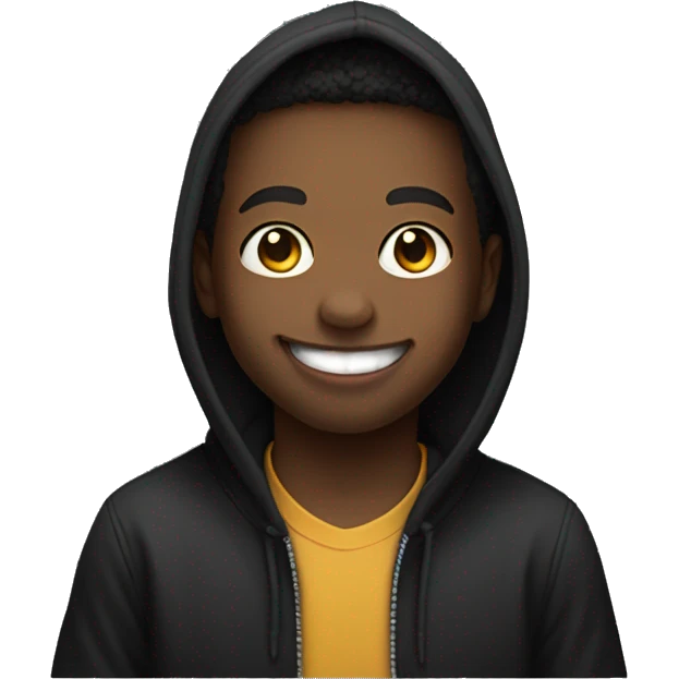 smiling boy in black hoodie sticking tongue out  emoji