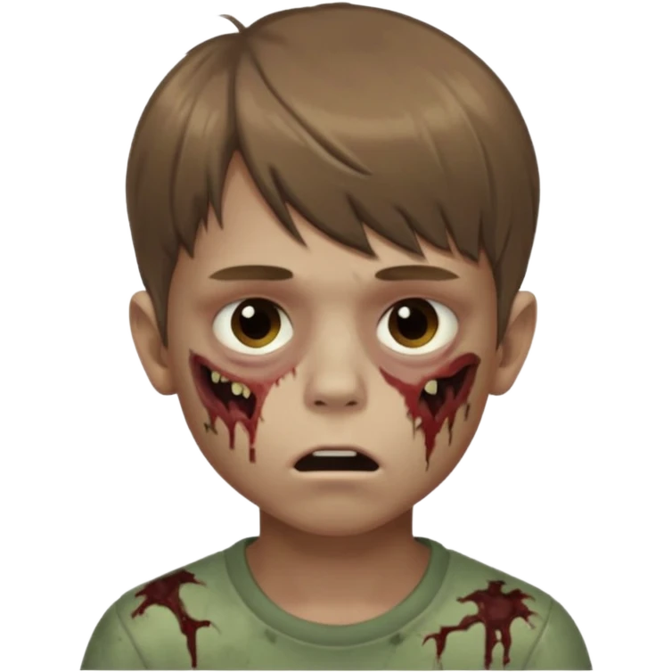 quero um emoji de um menino com pele de zumbi cabelo castanho claro e de franja olhos menores boca fechada  emoji
