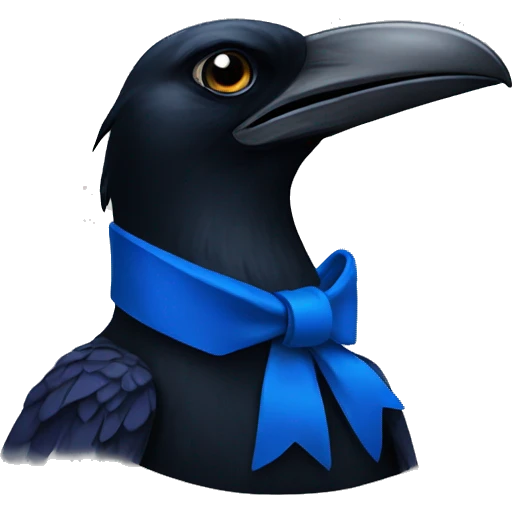 A raven wearing a blue neck bow tie emoji