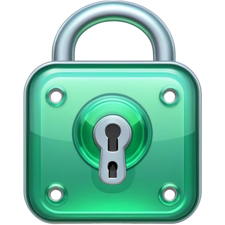 Holographic and glassmorphic green lock emoji