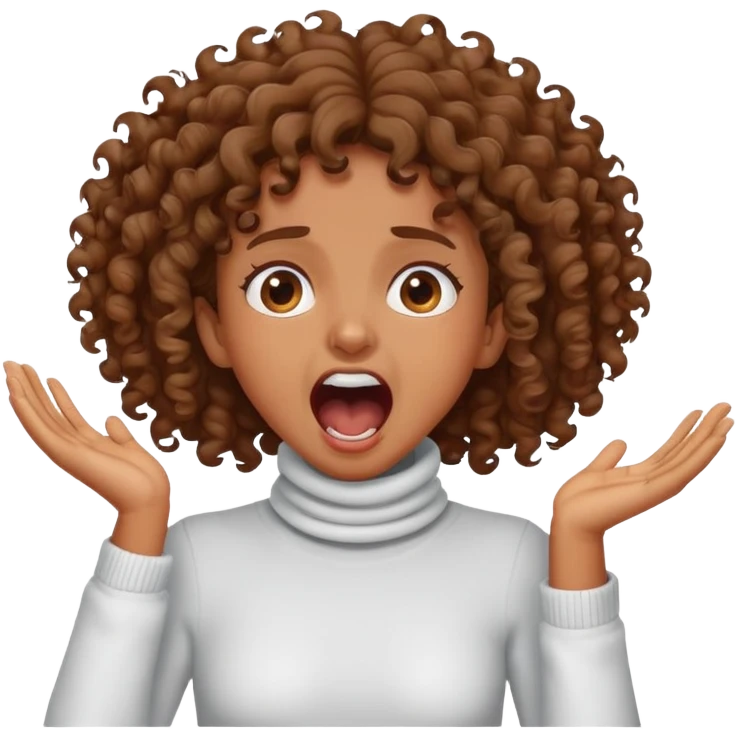 Brown curly Girl grabing her neck screaming  emoji