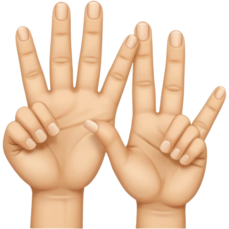 Fais-moi demain coller les unes à côté des autres. La première main gauche le pouce, l’index, majeur sont levé alors que l’annulaire et auriculaire sont repliés. Reproduit la même chose pour la main droite. emoji