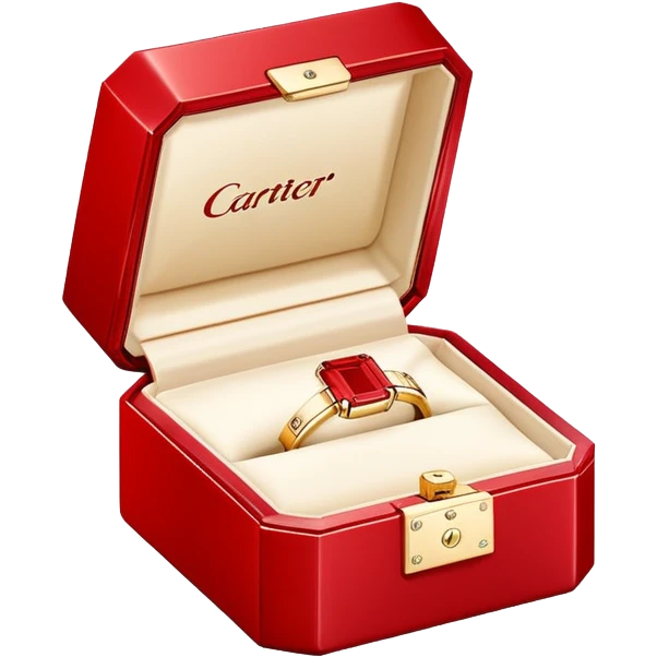 red Cartier box with inscription Cartier  emoji