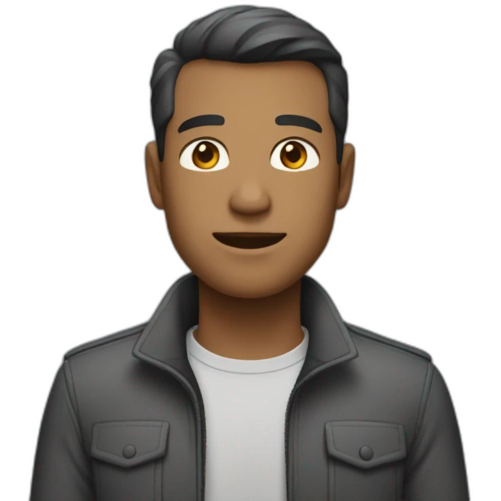 a man in a black shirt and a gray jacket emoji