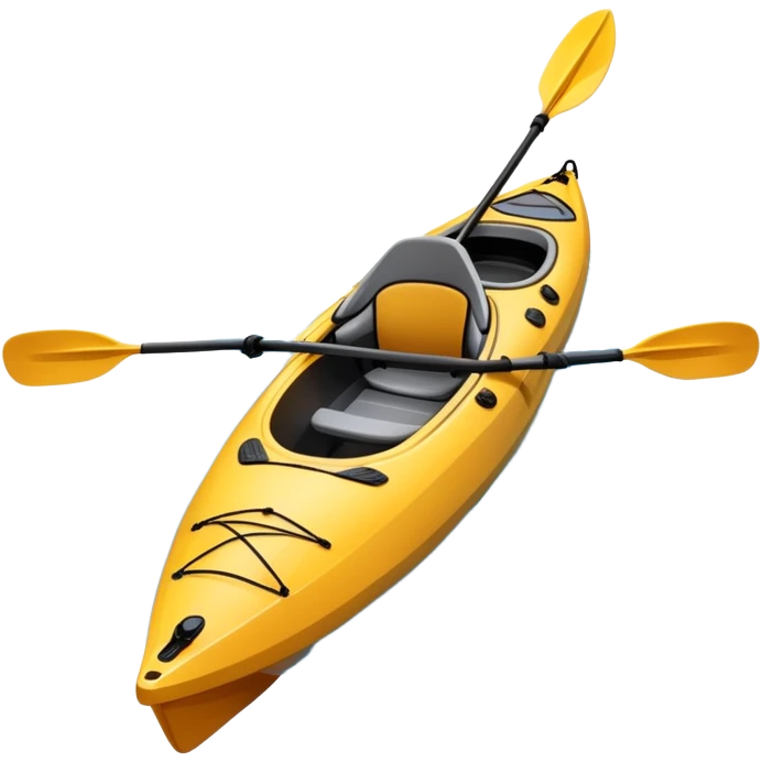 An icon showing a close-up of a sleek kayak with double-bladed paddles gliding through water. Splashes surround the boat as it cuts across a calm surface, symbolizing speed and focus. Transparent background emphasizes the dynamic and personal nature of kayak paddling. emoji