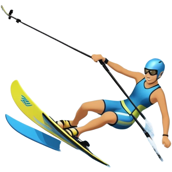 An icon featuring a close-up collage of water skis, splashing water across the surface. The design highlights the motion of the skis cutting through the water. Transparent background emphasizes the thrill of water skiing. emoji