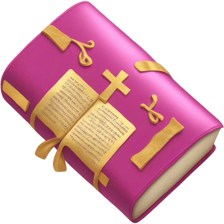A pink and golden laced Bible emoji