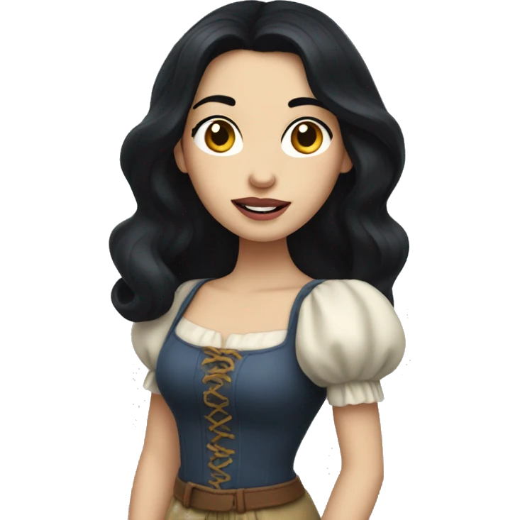Snowwhite having long black hair and wears casual clothes  emoji