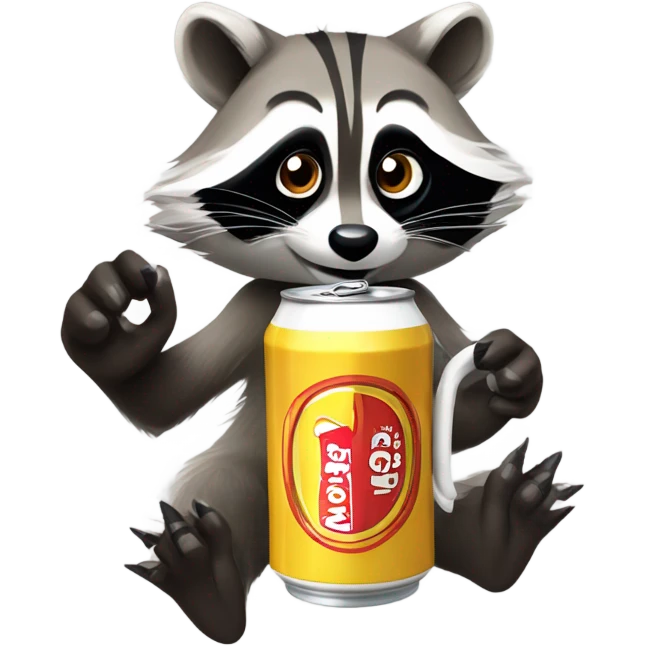 raccoon holding beer emoji