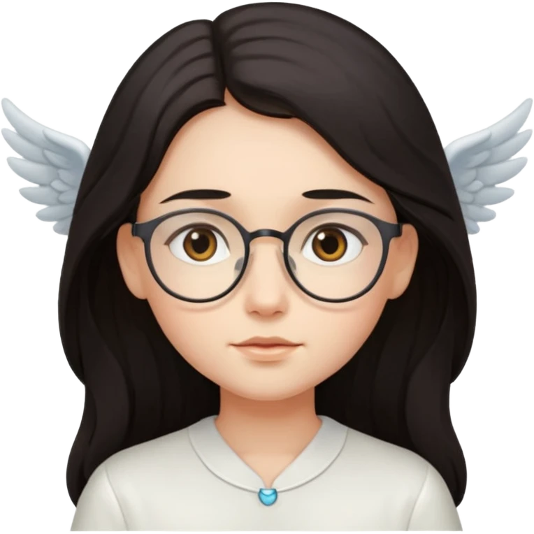 Angel with eyeglasses and long dark hair emoji