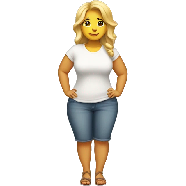 Curvy woman with blond hair full body emoji