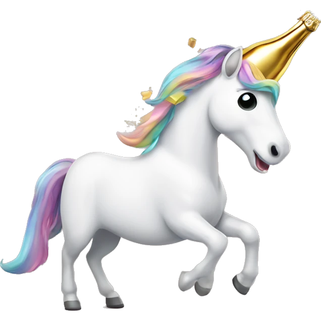 Unicorn Popping Champagne Bottle emoji