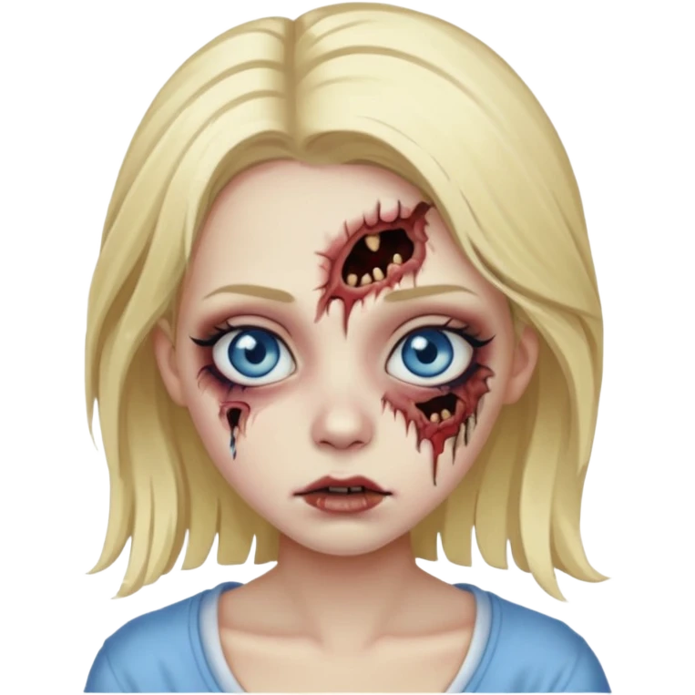 girl zombie with blonde hair blue eyes and Eyelashes emoji