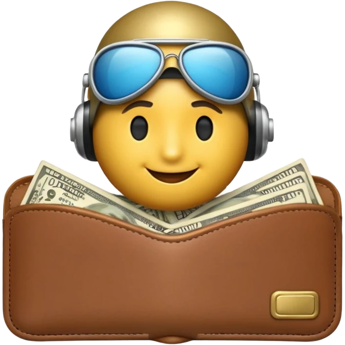 Aviator money emoji, wallet full of cash, casino vibe, premium 3D emoji style, clean, no background
 emoji