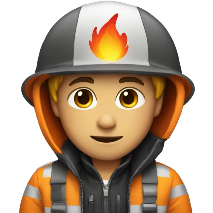 boy in jacket with fire helmet  emoji