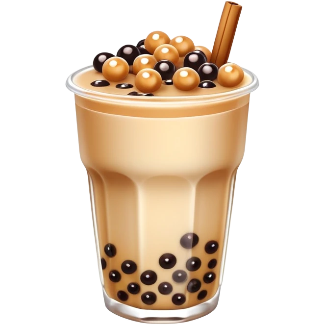 Chinese brown sugar milk tea with boba pearls emoji