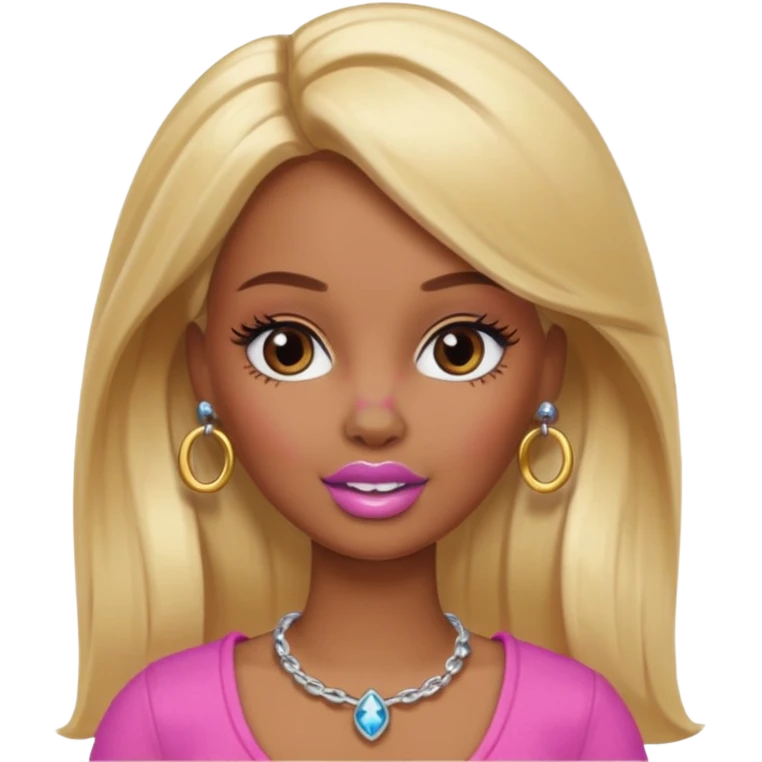 Brown skin blonde hair barbie with a nose ring emoji