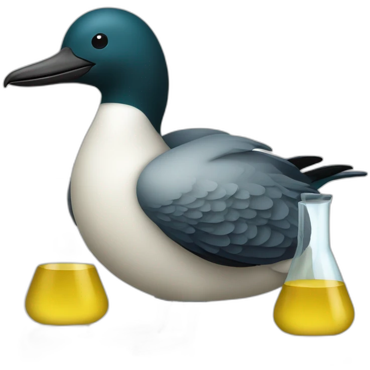 a minnesota loon with laboratory vibes and beakers emoji