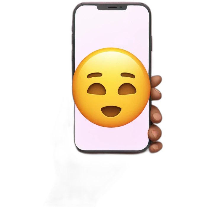 holding a smartphone with big pink checkmark on the screen emoji