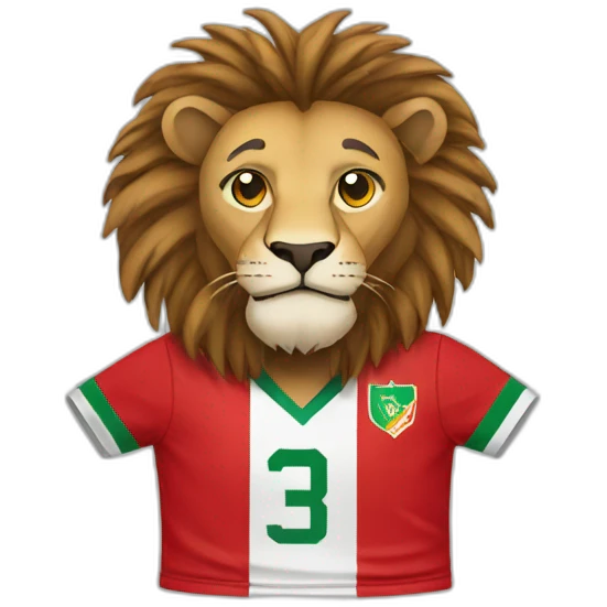 Lion qui porte une tenue marocaine de foot emoji