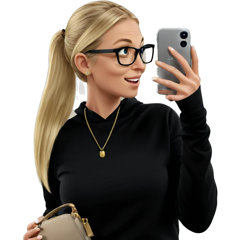blonde girl taking selfie emoji