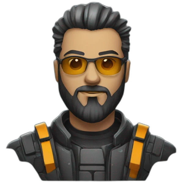 Cyberpunk-man-full beard emoji