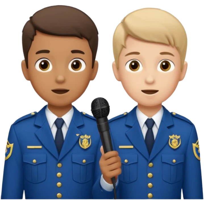 2 boys brigade parade EMCEES speaking into mics emoji