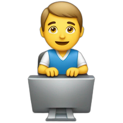man sitting on computer programing  emoji
