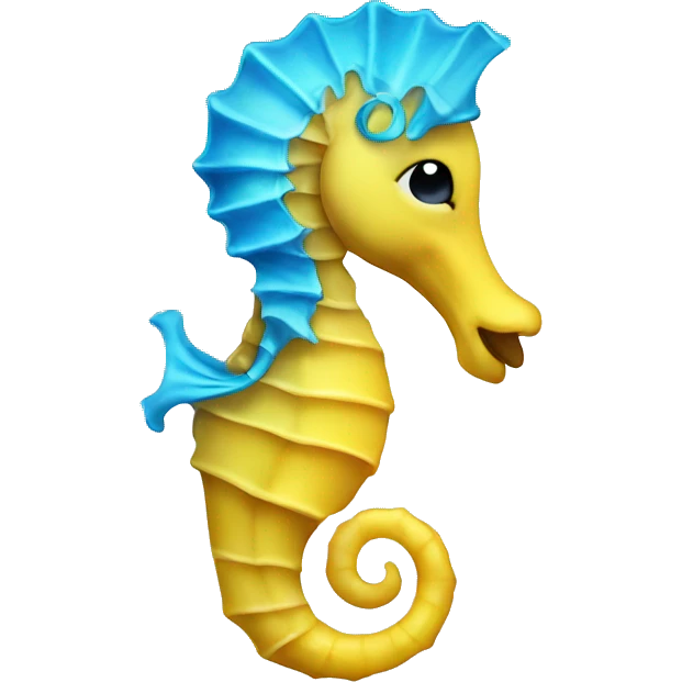 Yellow seahorse with blue moon hook  emoji