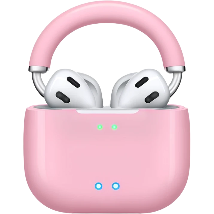 Create a pink happy circle emoji who listens to music on AirPods Max make them always this style 🥹 emoji