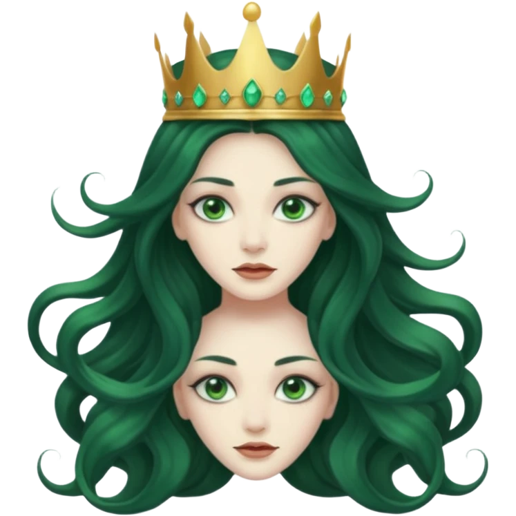 beautiful queen hydra sea witch with seven heads and a crown on the main head emoji