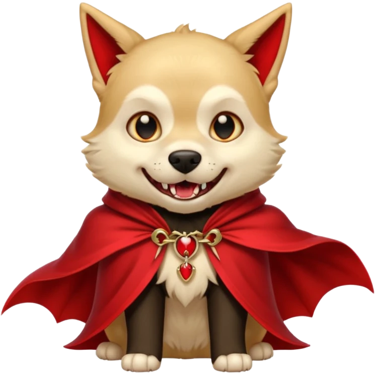 Goldern Vampire Dog in red collar cloak emoji