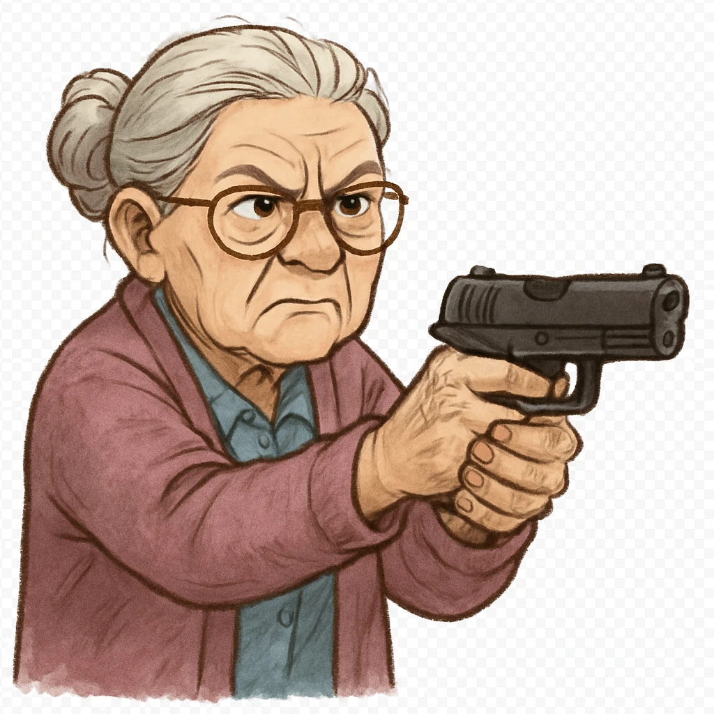 Old lady with a gun emoji