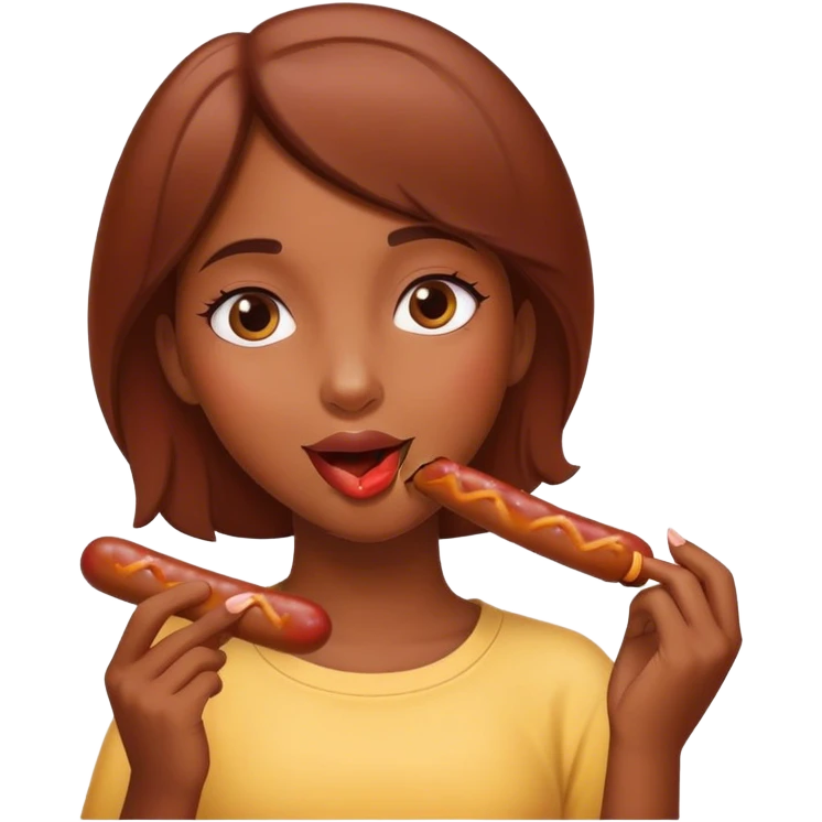 Girl eating sausage emoji