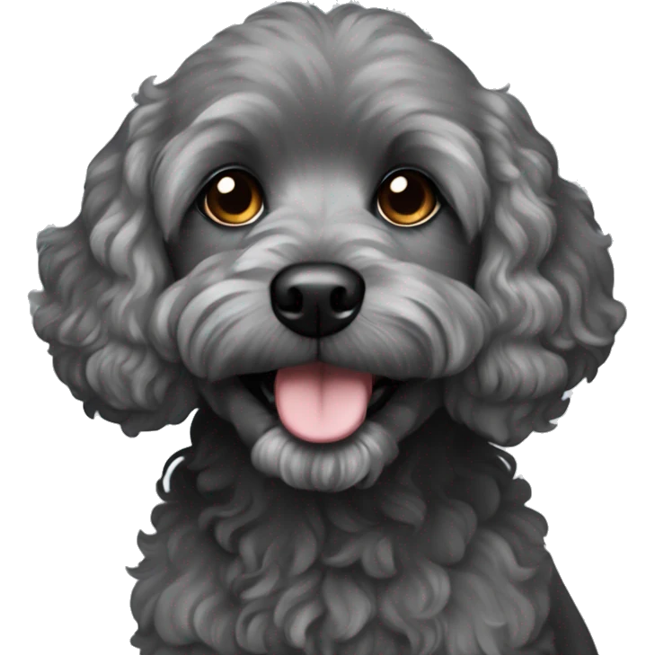 Dark grey cavapoo dog emoji