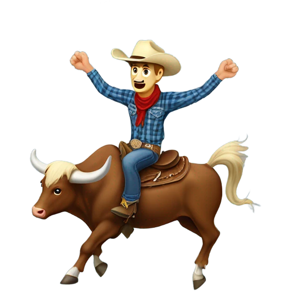 Cowboy riding bull emoji